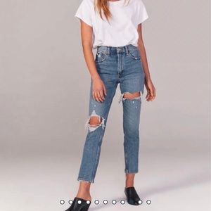 A&F Ripped High Rise Mom Jeans